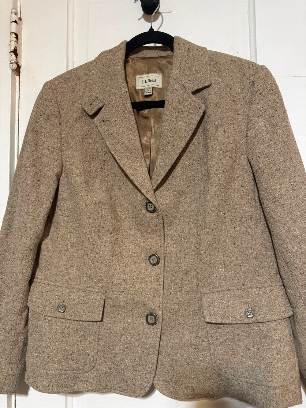 L.L. Bean Women's Tan Tweed Blazer Jacket